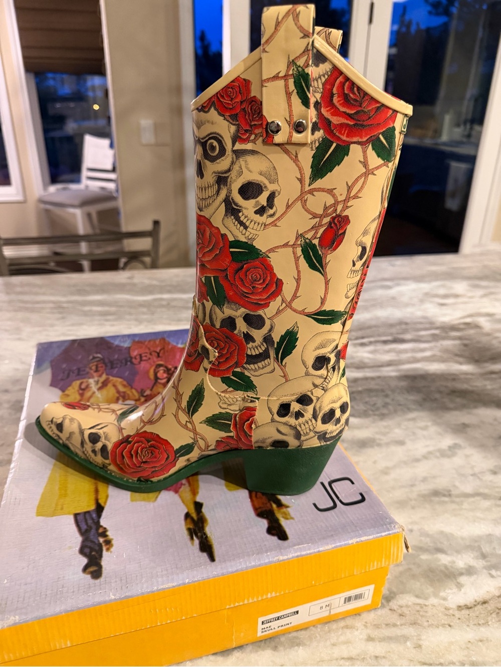 NEW Jeffrey Campbell Mae Skull Print Rain Boots Women's Size 8 – Rare – NIB